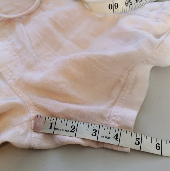 Athleta Women's 100% Linen Peach White Shorts - Picture 12 of 14